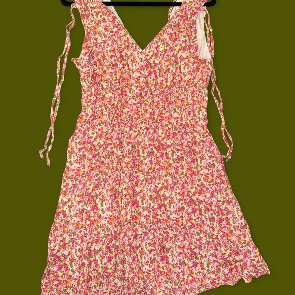 Time and Tru Floral Sleeveless Mini Dress Pink Multicolor Size Large 12/14